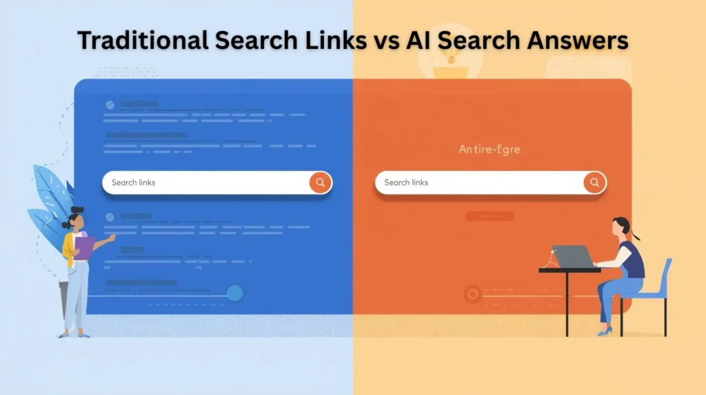 traditional search links vs AI search answers